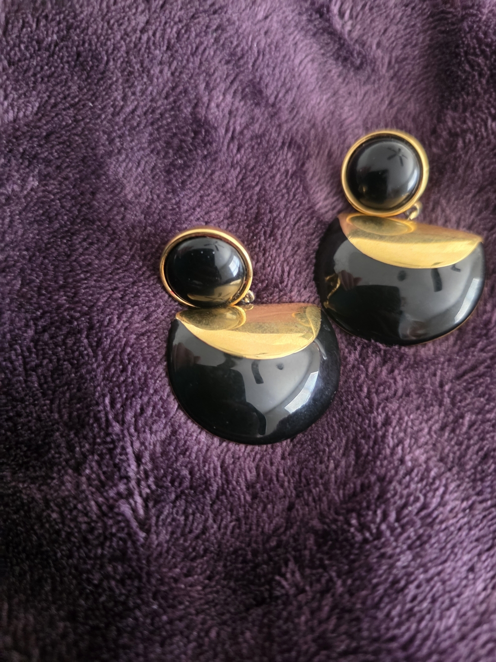Elegant Black and Gold Statement Drop Earrings - Women Jewelry